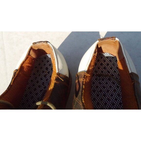 Polo Ralph Lauren Golf Shoes White Leather Green Tartan Plaid Saddle 6.5 LikeNew main image 5